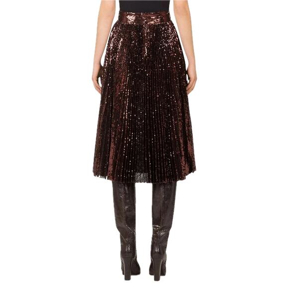 NWT Dolce & Gabbana Bronze Sequin Pleated Long Skirt IT 46 US XL - Picture 6 of 9